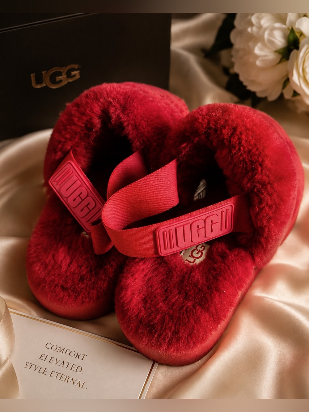UGG | Women’s Super Fluff Slingback Slippers in Ribbon Red